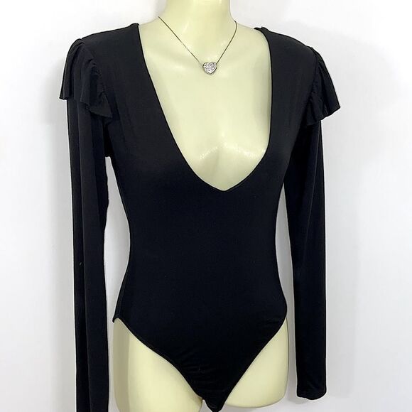 Anthropologie Body Suit “Out From Under “ Black Stretch Scoop Neck NWOT Med - Picture 4 of 6